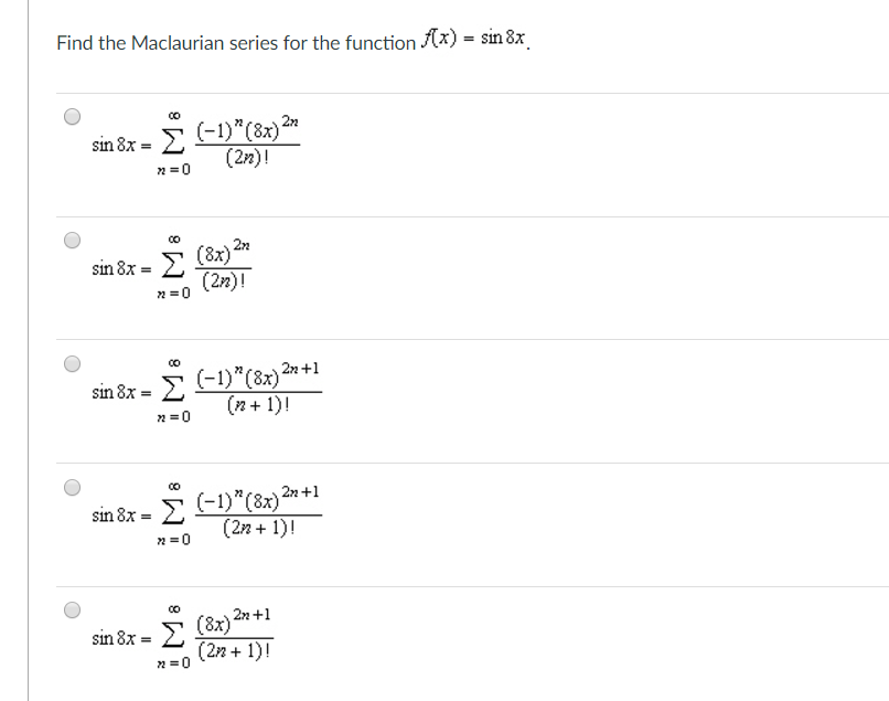 Sin 8x 1. Sin n/8. Sin Pi/8. (2^N sin(na))/3^n. Finding the Maclaurian Series of e^cosx.