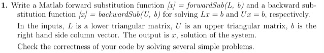 Write A Matlab Forward Substitution Function [x