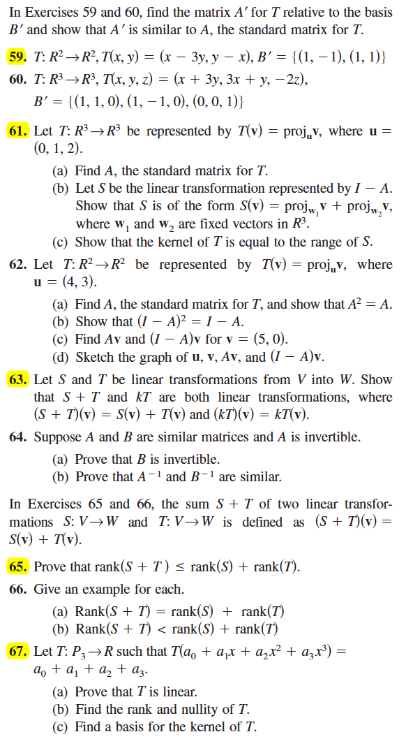 Solved Find The Matrix A For T Relative To The Basis B Chegg Com