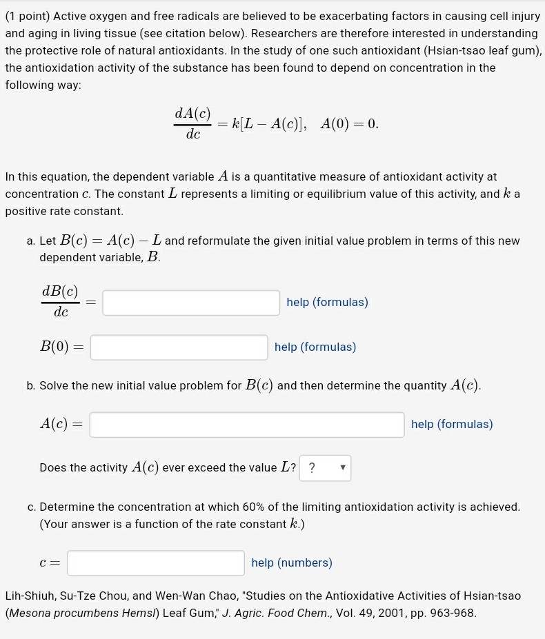 Solved 1 Point Active Oxygen And Free Radicals Are Beli Chegg Com