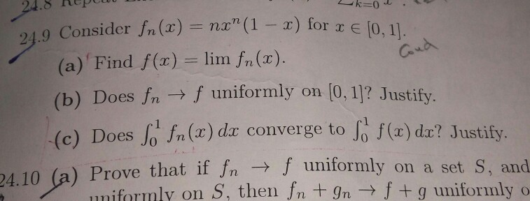 24 9 Consider Fn X Nx 1 X For X E 0 1 C A Chegg Com