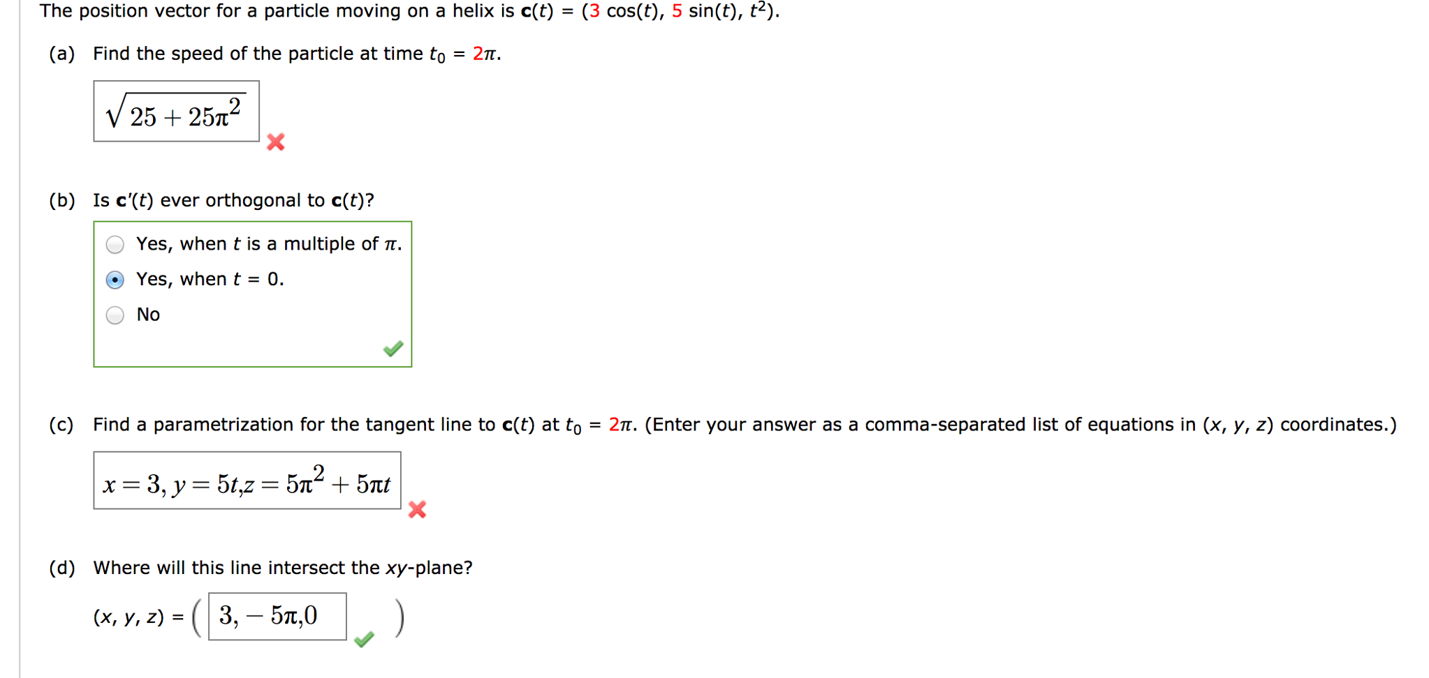 Solved The Position Vector For A Particle Moving On A Hel Chegg Com