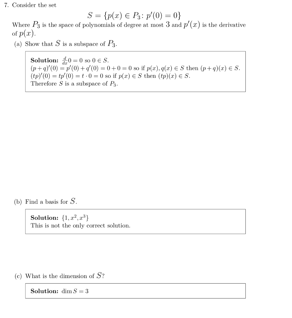 Solved 7 Consider The Set Where P3 Is The Space Of Polyn Chegg Com