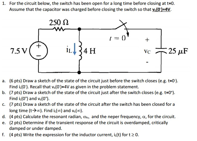 Solved: For The Circuit Below, The Switch Has Been Open Fo... | Chegg.com