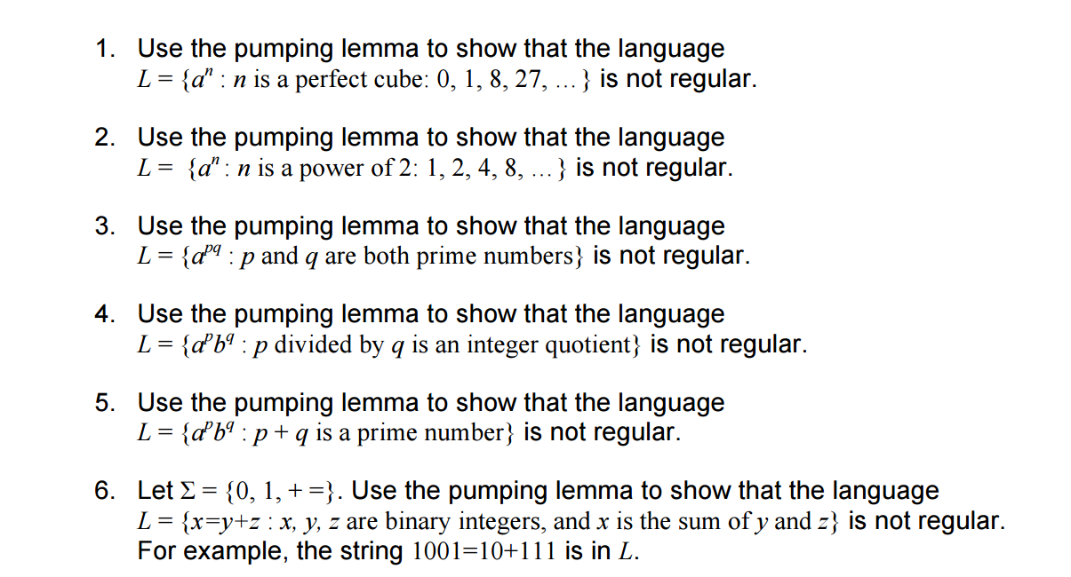Solved Use The Pumping Lemma To Show That The Language L Chegg Com