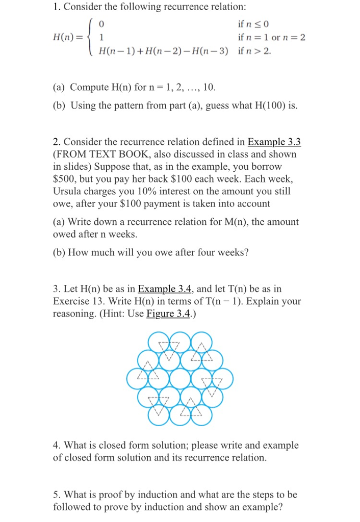 Solved Consider The Following Recurrence Relation H N Chegg Com