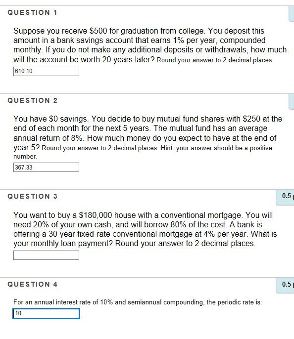 Solved Question 1 Suppose You Receive 500 For Graduation