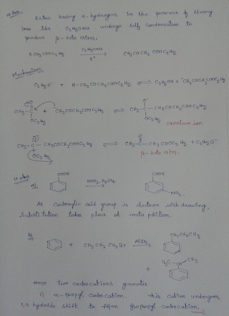 Question & Answer: Write a mechanism for the synthesis ( condensation) of ester from two molecules of ethyl..... 1
