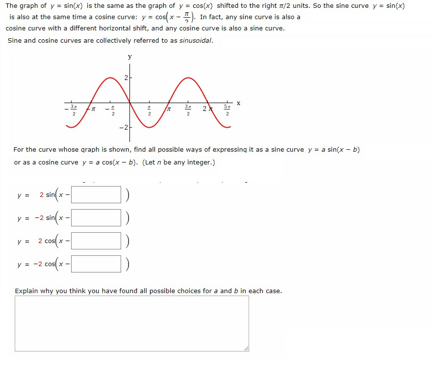 Solved The Graph Of Y Sin X Is The Same As The Graph O Chegg Com