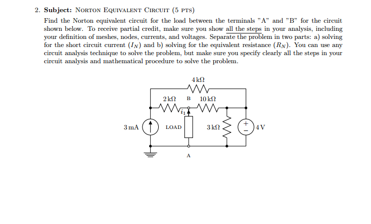 Solved: 2. Subject: NORTON EQUIVALENT CIRCUIT (5 PTS) Find... | Chegg.com