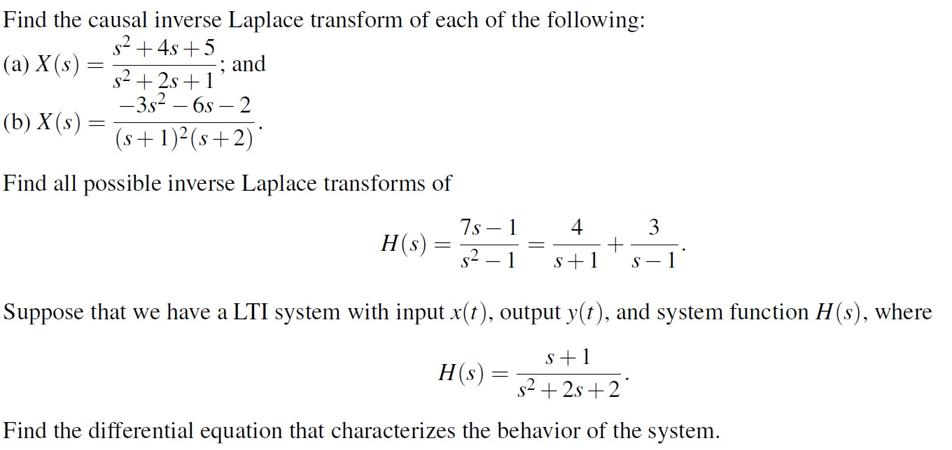 Solved Find The Causal Inverse Laplace Transform Of Each Chegg Com