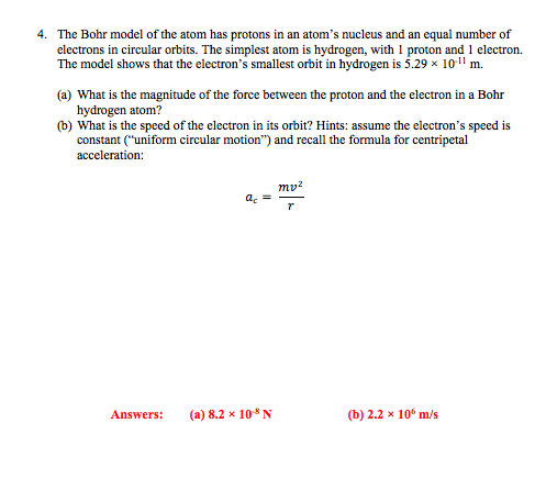 Homework help model of an atom