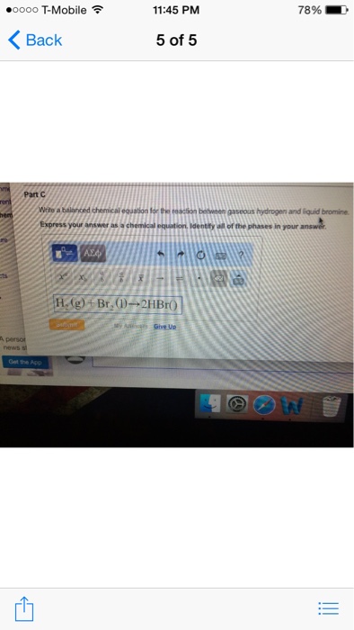 Part C Write A Balanced Chemical Equation For The Chegg 