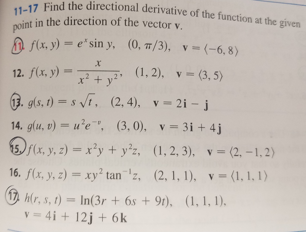 Solved Find The Directional Derivative Of The Function At Chegg Com