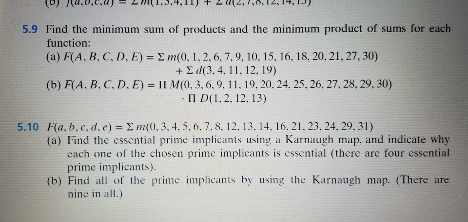 Solved 59 Find The Minimum Sum Of Products And The Minim