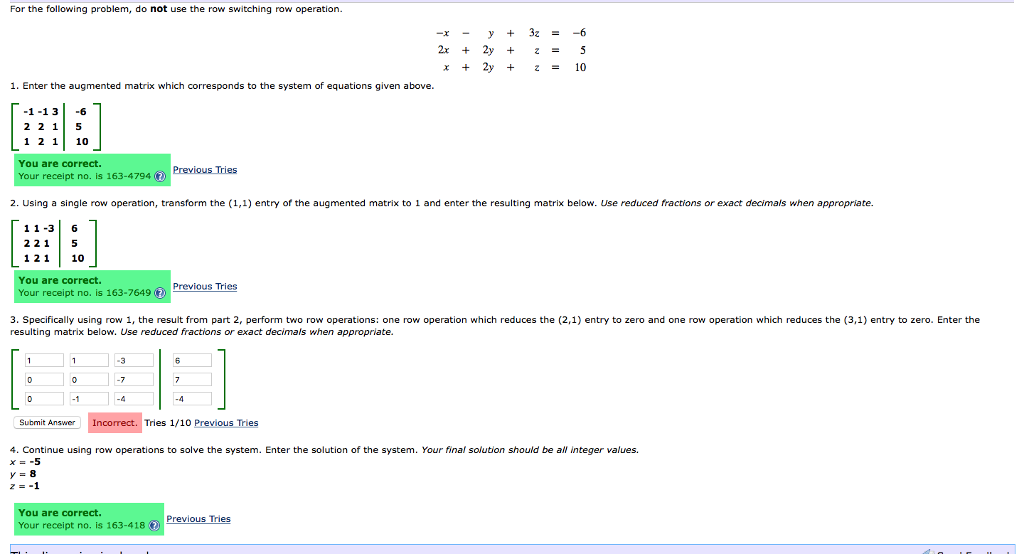 Solved For The Following Problem Do Not Use The Row Chegg Com