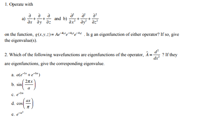 Solved 1 Operate With On The Function G X Y Ae Eis Chegg Com