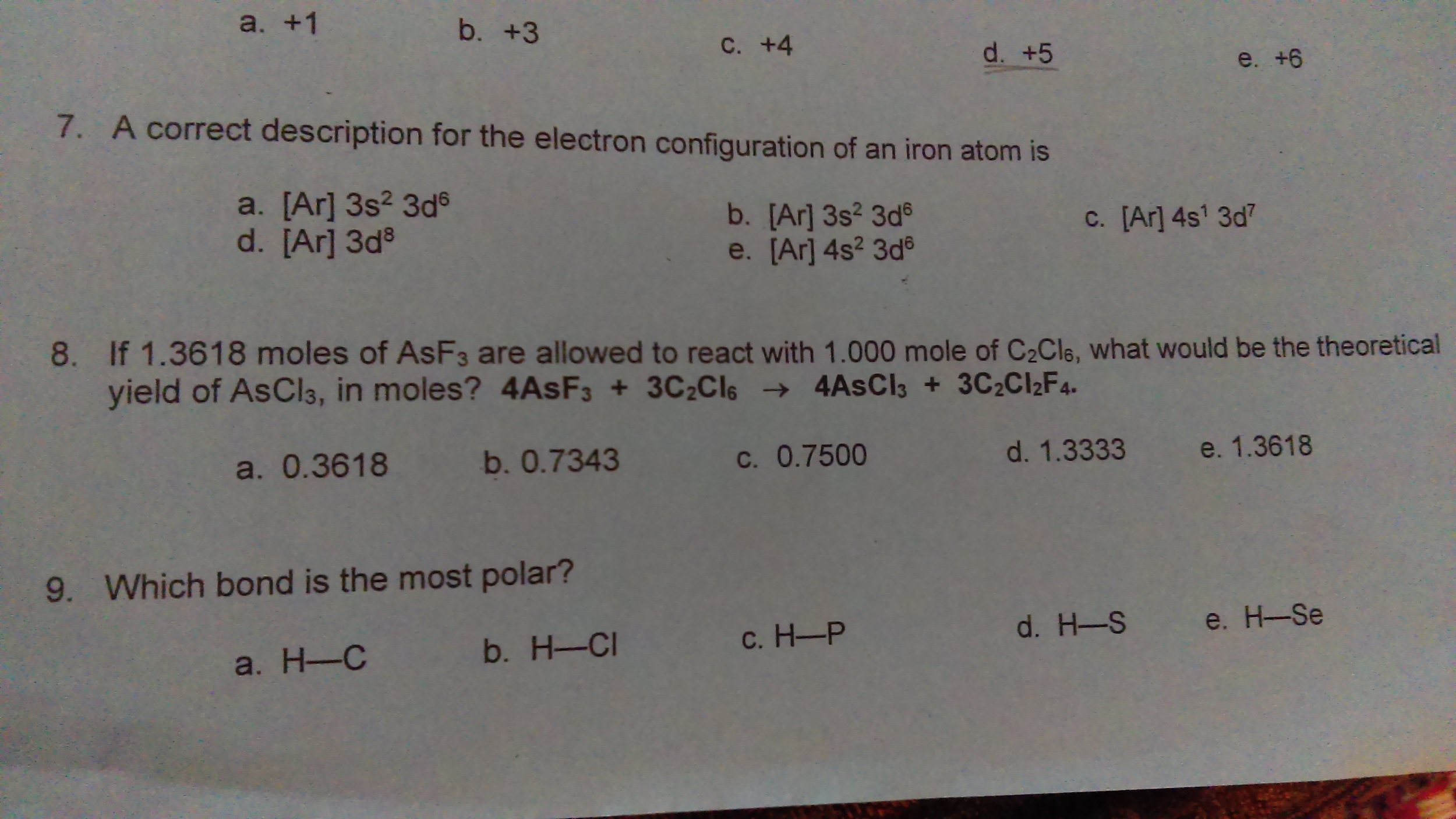 electron configuration for iron