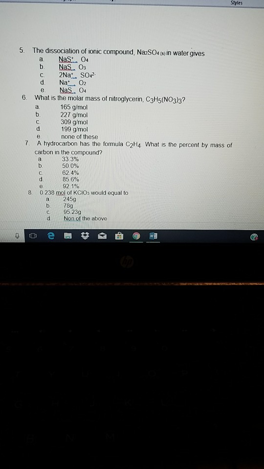 Solved 5 The Dissociation Of Ionic Compound Na2s04 S Chegg Com