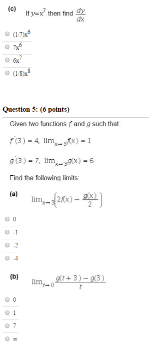 Solved If Y X 7 Then Find Dy Dx 1 7 X 6 7x 6 6x 7 Chegg Com