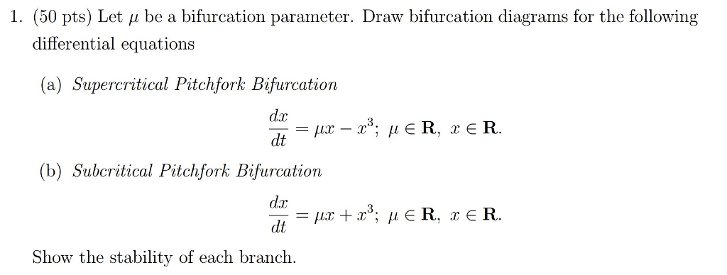 Solved I 50 Pts Let M Be A Bifurcation Parameter Draw Chegg Com