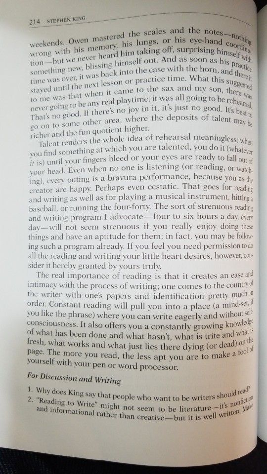 Reading to write by stephen king pdf image