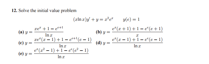 Solved Solve The Initial Value Problem X Ln X Y Y X Chegg Com