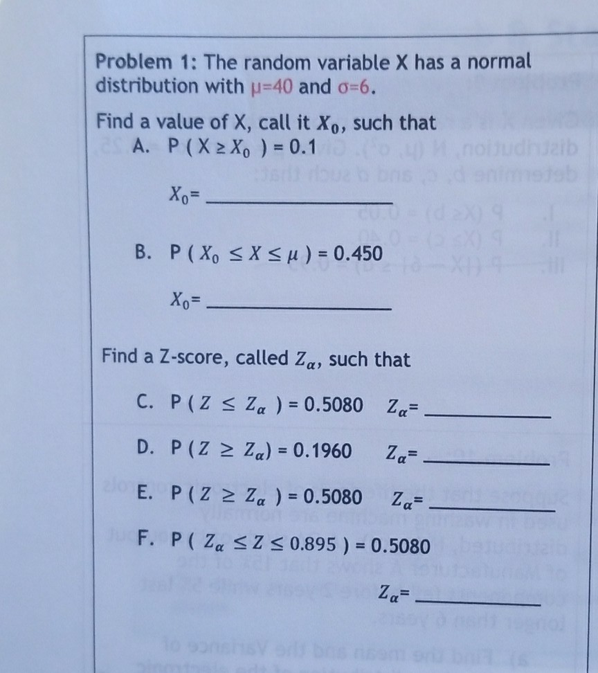 Solved Problem 1 The Random Variable X Has A Normal Dist Chegg Com