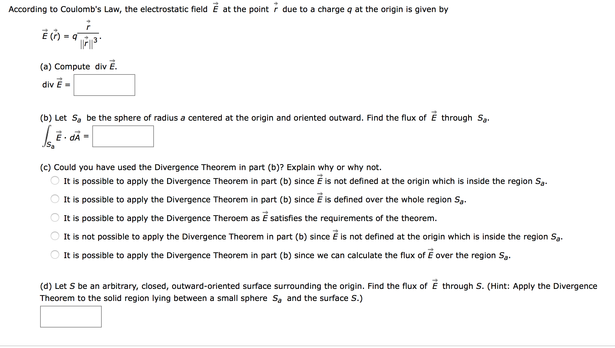 Solved According To Coulomb S Law The Electrostatic Fiel Chegg Com