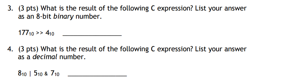 Solved What Is The Result Of The Following C Expression