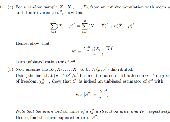 Solved 1 A For A Random Sample X X2 From An Infi Chegg Com