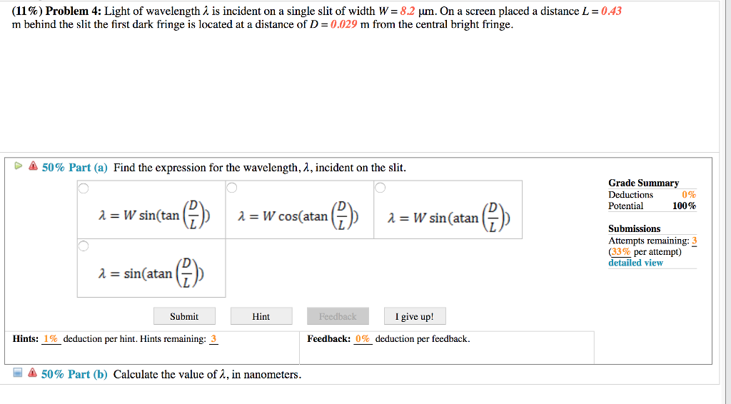 Solved 11 Problem 4 Light Of Wavelength A Is Incident Chegg Com