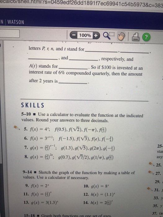 Solved Use A Calculator To Evaluate The Function At The I Chegg Com