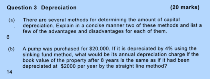 Solved Question 3 Depreciation 20 Marks There Are Sever