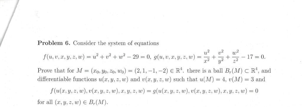 Solved Consider The System Of Equations F U V X Y Z Chegg Com