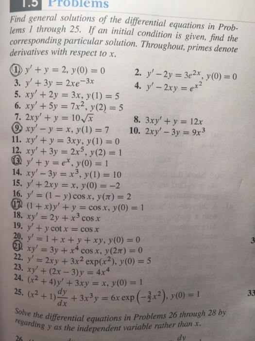 Solved Find General Solutions Of The Differential Equations Chegg Com