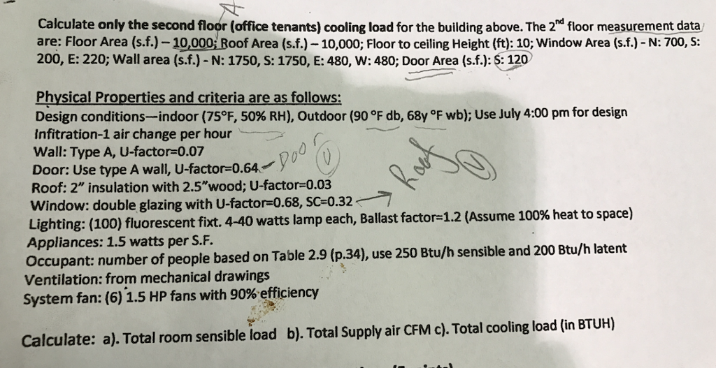 Calculate Only The Second Floor Office Tenants C Chegg Com