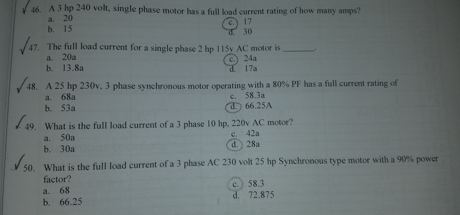 What is the difference between a full load current and a rated