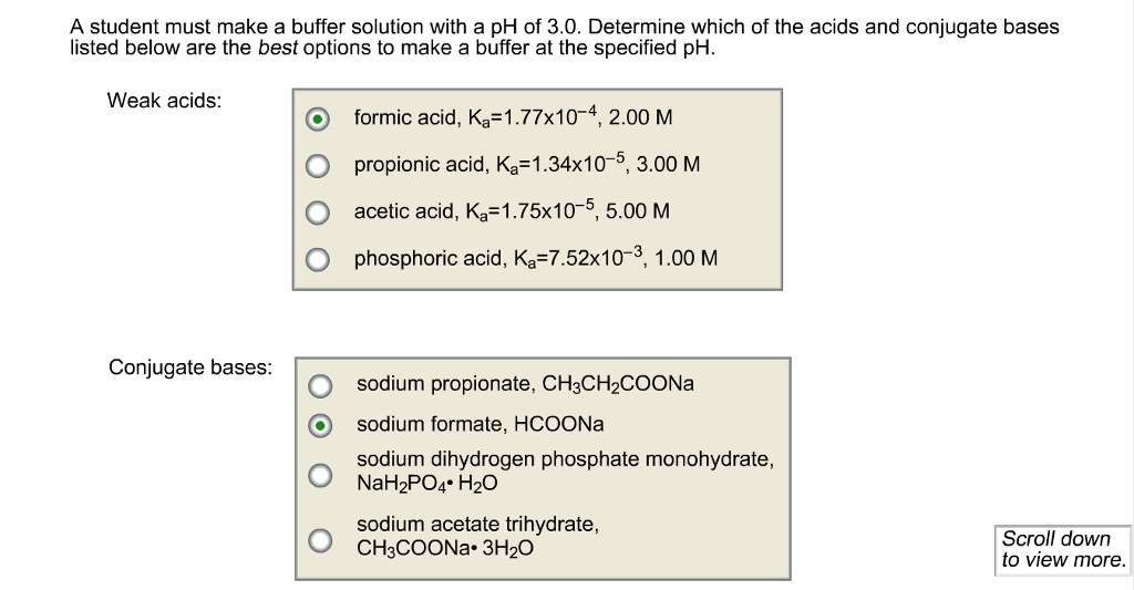 Solved A Student Must Make A Buffer Solution With A PH Of