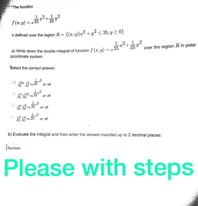 Solved The Function F X Y E 1 25x 2 1 25y 2 S Chegg Com