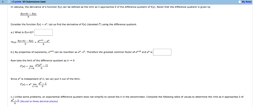 Solved 3 Points 0 5 Submissions Used My Notes In Calcu Chegg Com