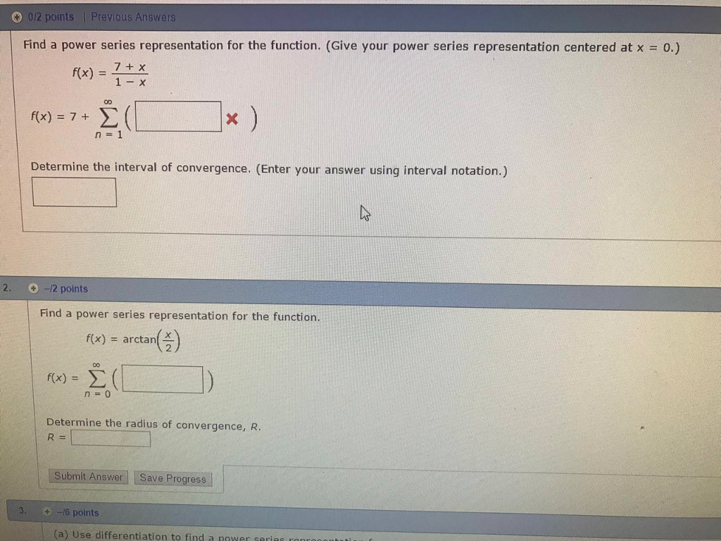 Solved Find A Power Series Representation For The Functio Chegg Com