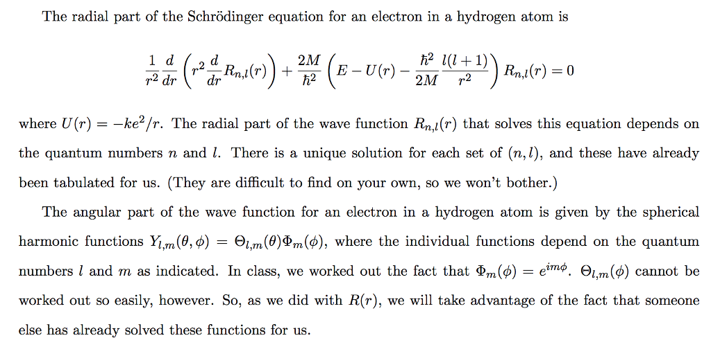 schrodinger equation for hydrogen