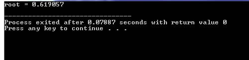 root0.619057 Process exited after 0.07887 seconds with return value 0 Press any key to continue . - .