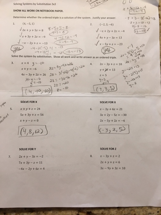 Solving systems of equations by substitution and elimination worksheets with answers pdf image