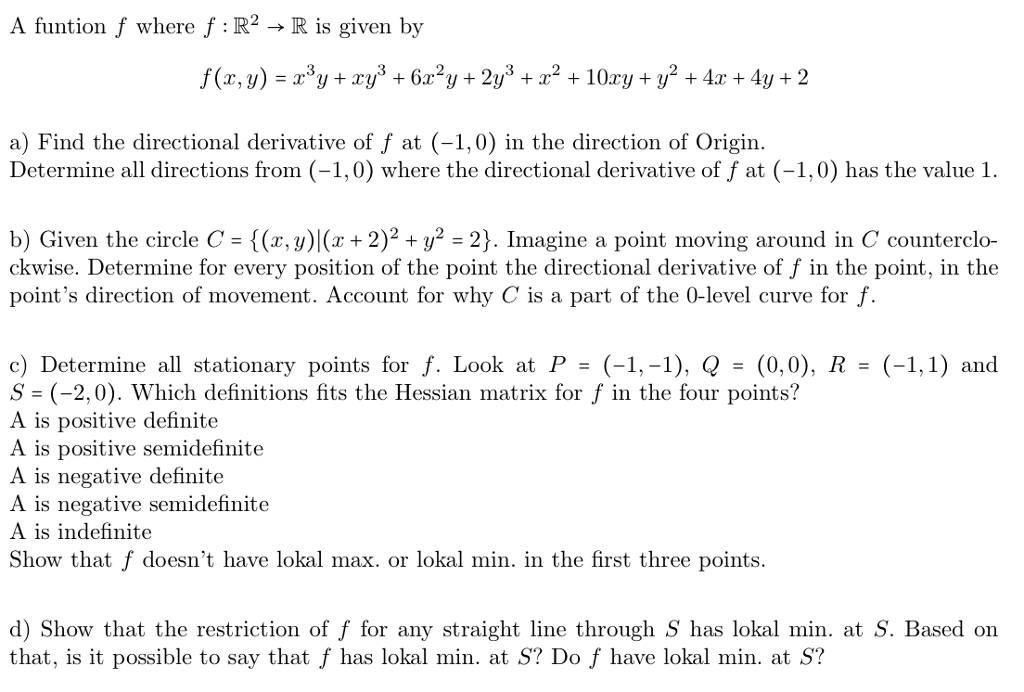 A Function F Where F R 2 Rightarrow R Is Given By Chegg Com