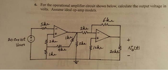 For the operational amplifier circuit shown below,
