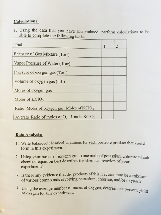 Potassium chlorate = potassium chloride + oxygen balanced equation image