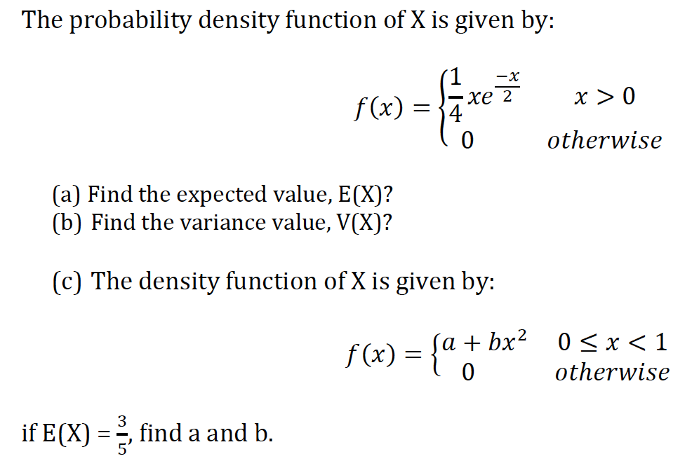 Solved The Probability Density Function Of X Is Given By Chegg Com