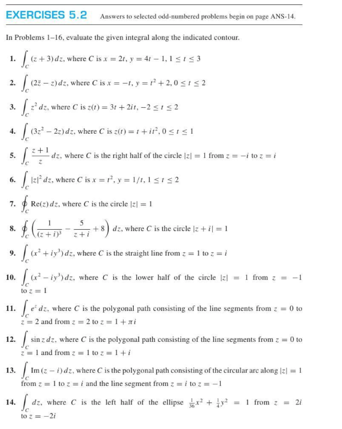 Solved In Problems 1 16 Evaluate The Given Integral Alon Chegg Com